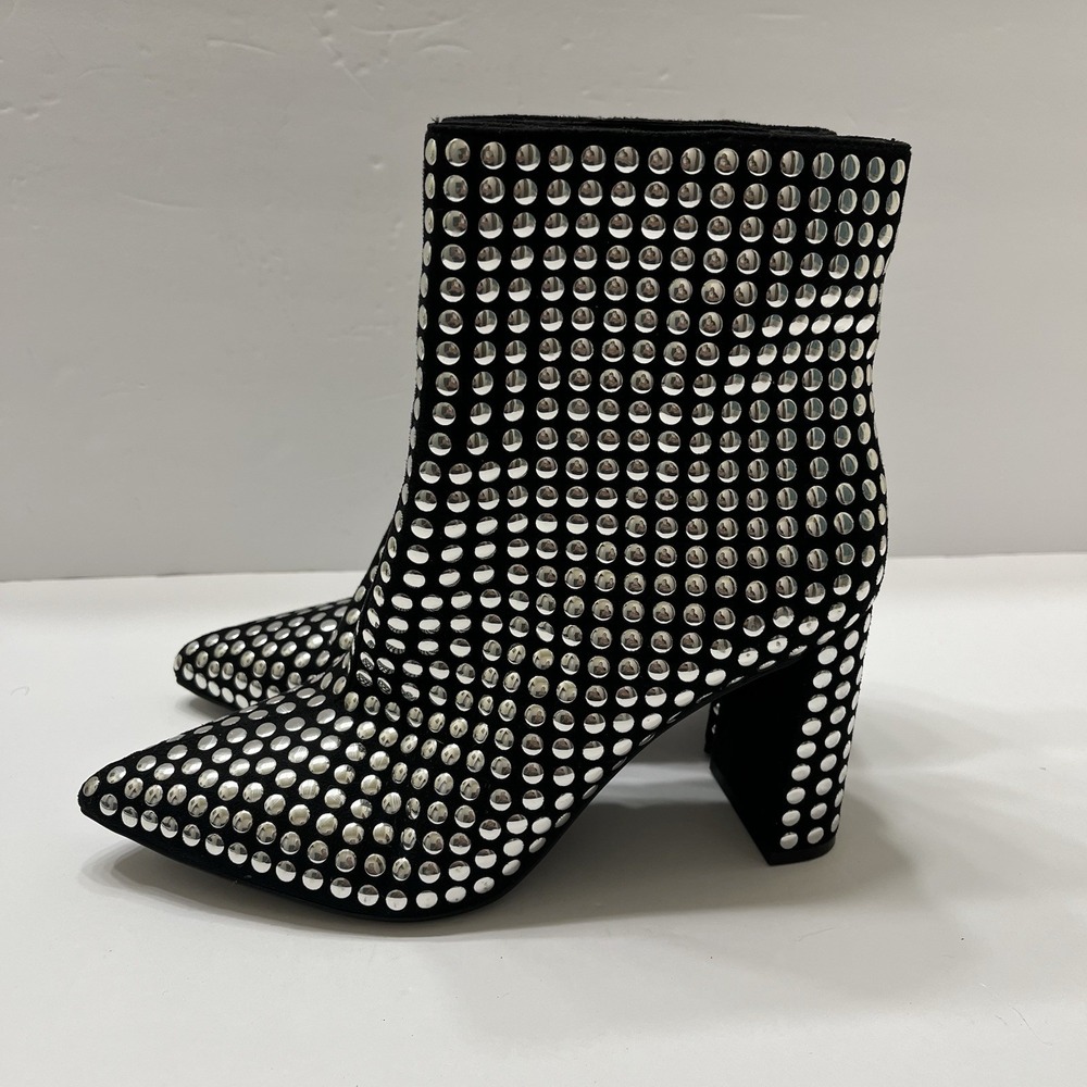 INC International Concepts Anila Ankle Booties Black Silver Studs Women's 7.5